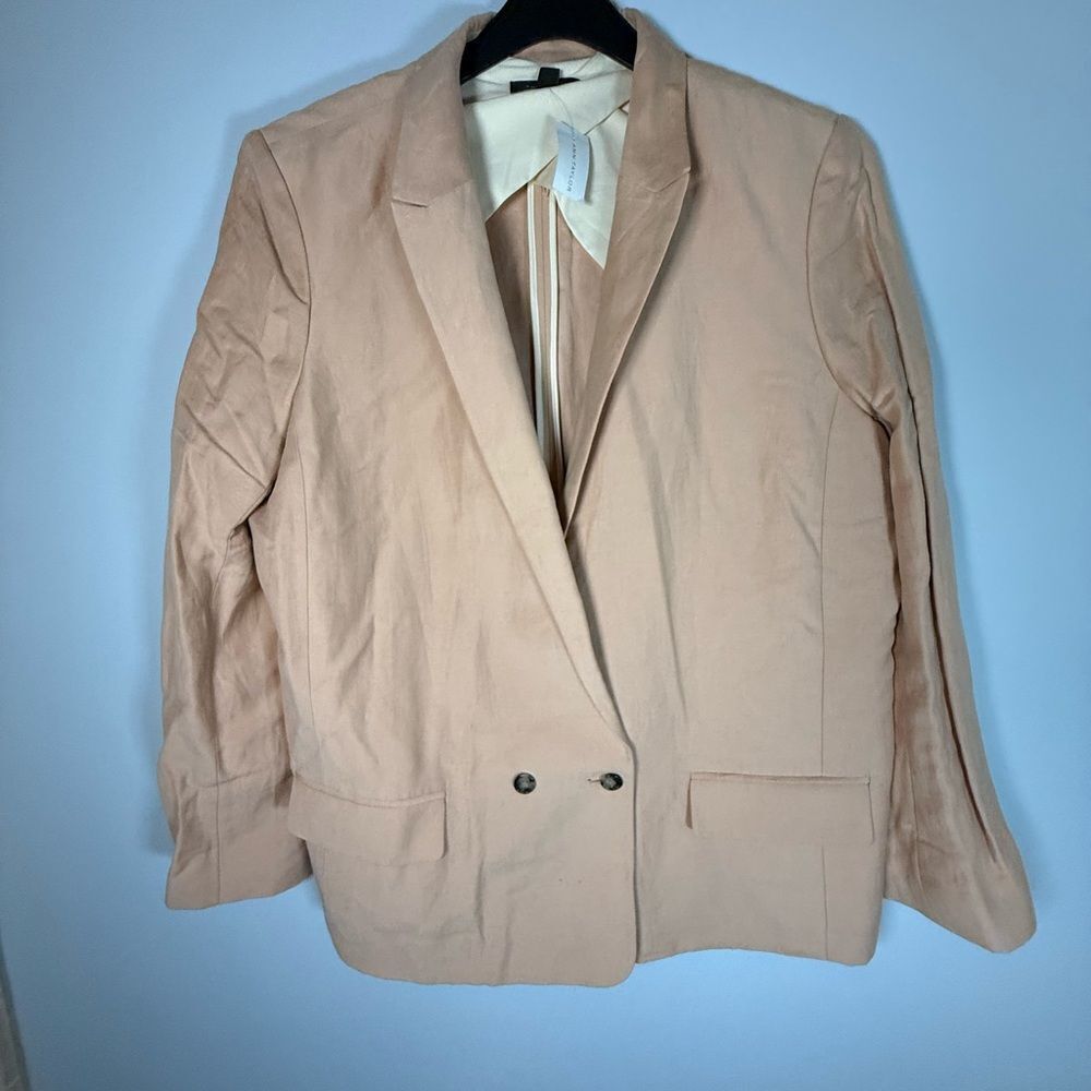 NEW ANN TAYLOR CAFE AU LAIT SATIN RELAXED DOUBLE BREASTED LONG BLAZER SZ XXL